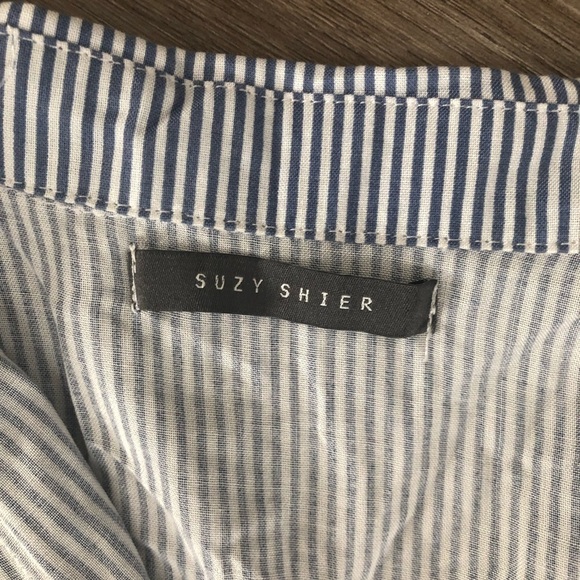 Suzy Shier blue white stripe sleeveless button down tunic/ dress sz large - Picture 4 of 6